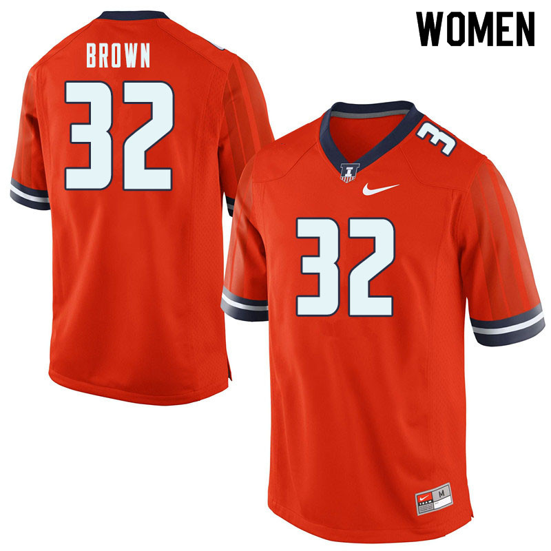 Women #32 Chase Brown Illinois Fighting Illini College Football Jerseys-Orange